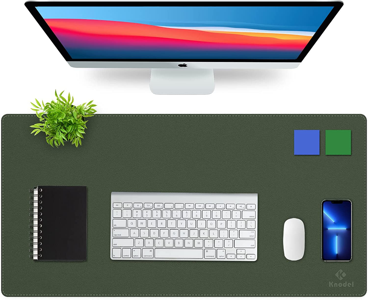 Desk Mat, Blotter, Dual-Sided Office Desk Pad, Waterproof Desk Mat for Desktop, Desk Blotters, PU Leather Pad Protector (31.5" X 15.7", Dark Green)