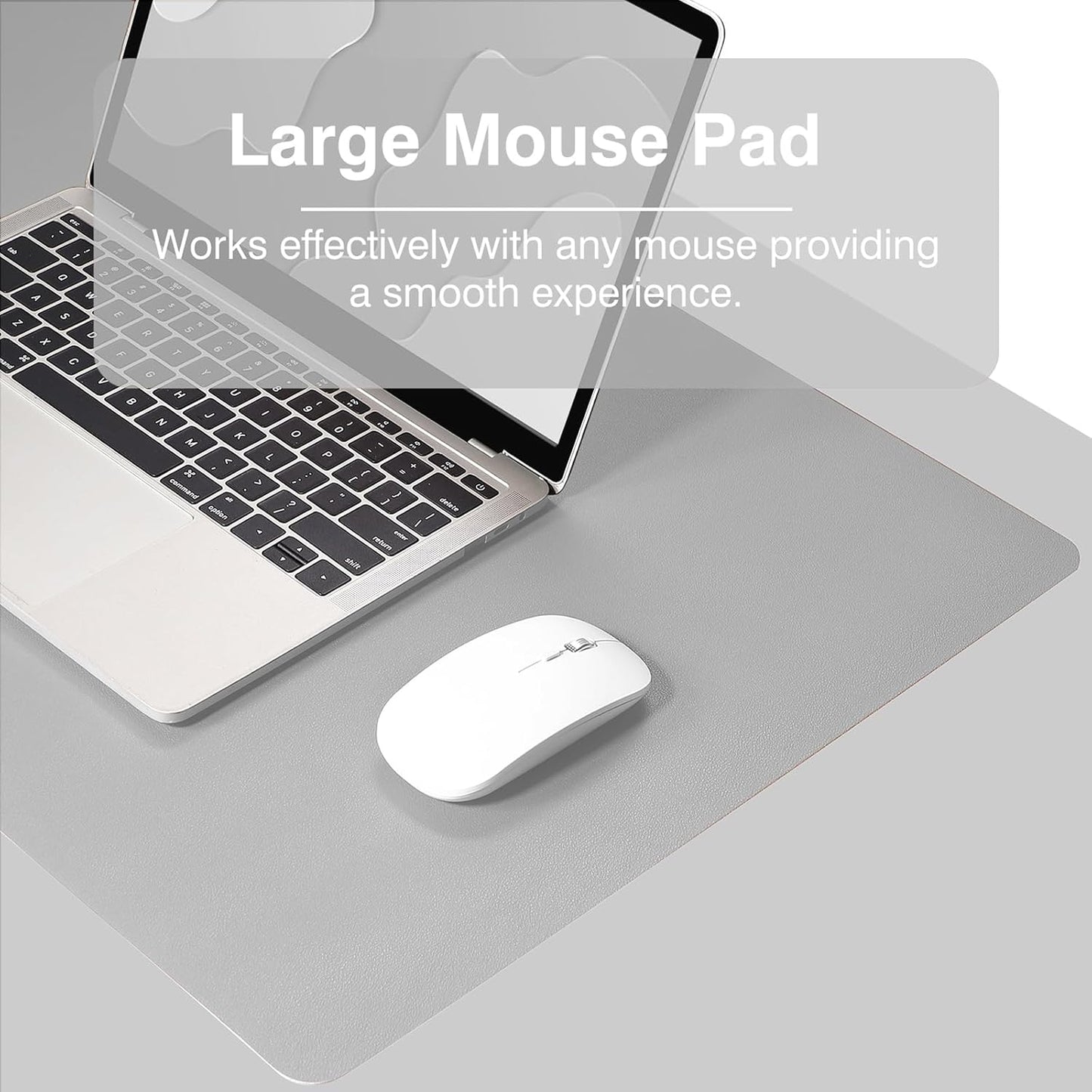 Dual Sided Desk Pad, 36" X 17" PU Leather Desk Mat, Waterproof Desk Blotter Protector Mouse Pad (Gray/Sliver)