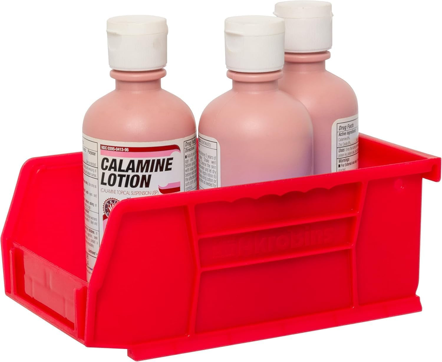 30220 Akrobins Plastic Hanging Stackable Storage Organizer Bin, 7-Inch X 4-Inch X 3-Inch, Red, 24-Pack