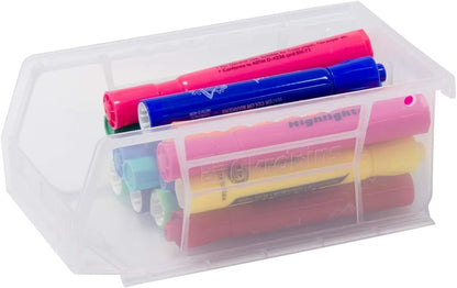 30220 Akrobins Plastic Hanging Stackable Storage Organizer Bin, 7-Inch X 4-Inch X 3-Inch, Red, 24-Pack