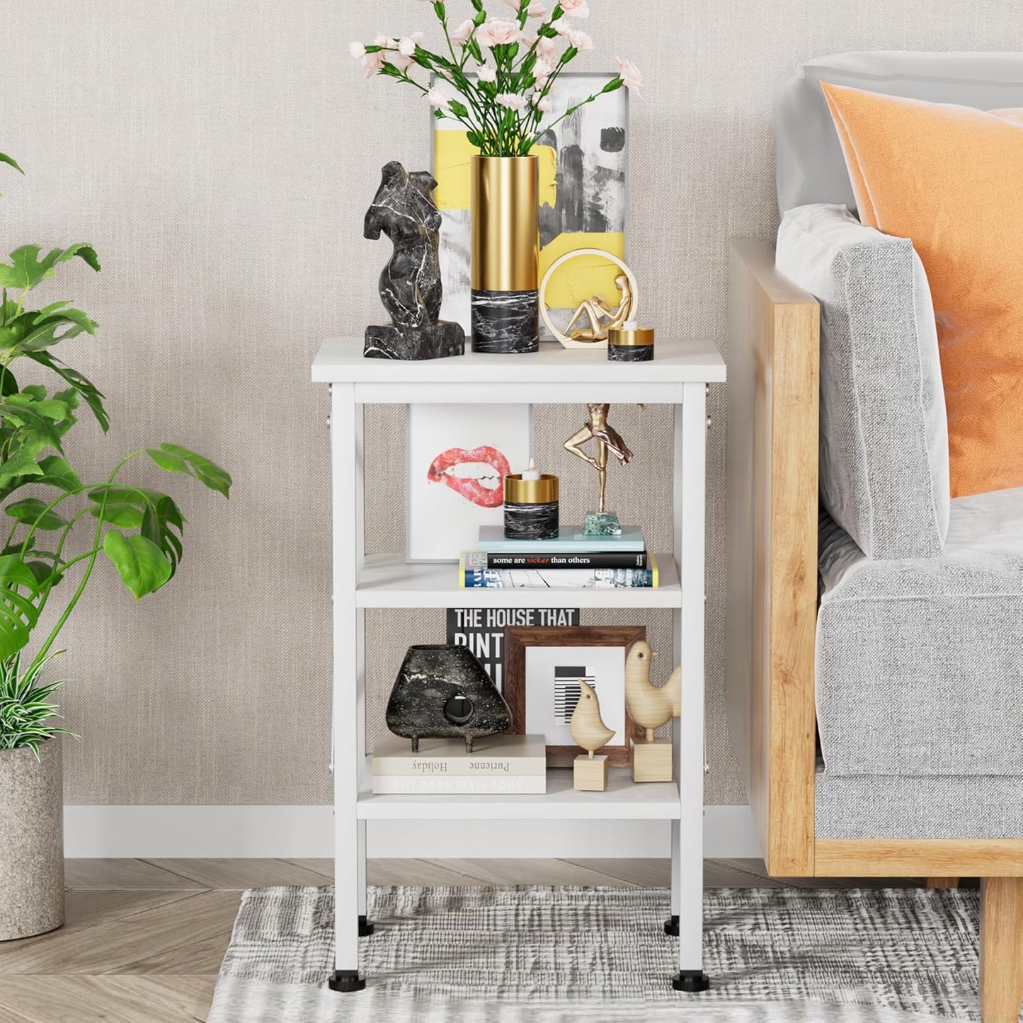 Modern Nightstands X-Design Side End Table Night Stand with Storage Shelf for Bedroom,Living Room,