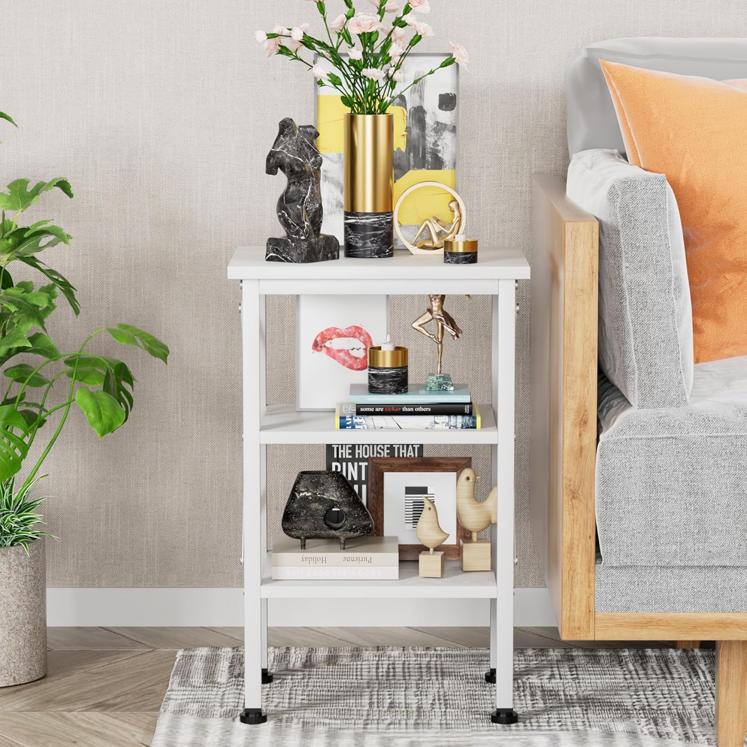 Modern Nightstands X-Design Side End Table Night Stand with Storage Shelf for Bedroom,Living Room,