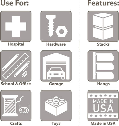 30220 Akrobins Plastic Hanging Stackable Storage Organizer Bin, 7-Inch X 4-Inch X 3-Inch, Red, 24-Pack