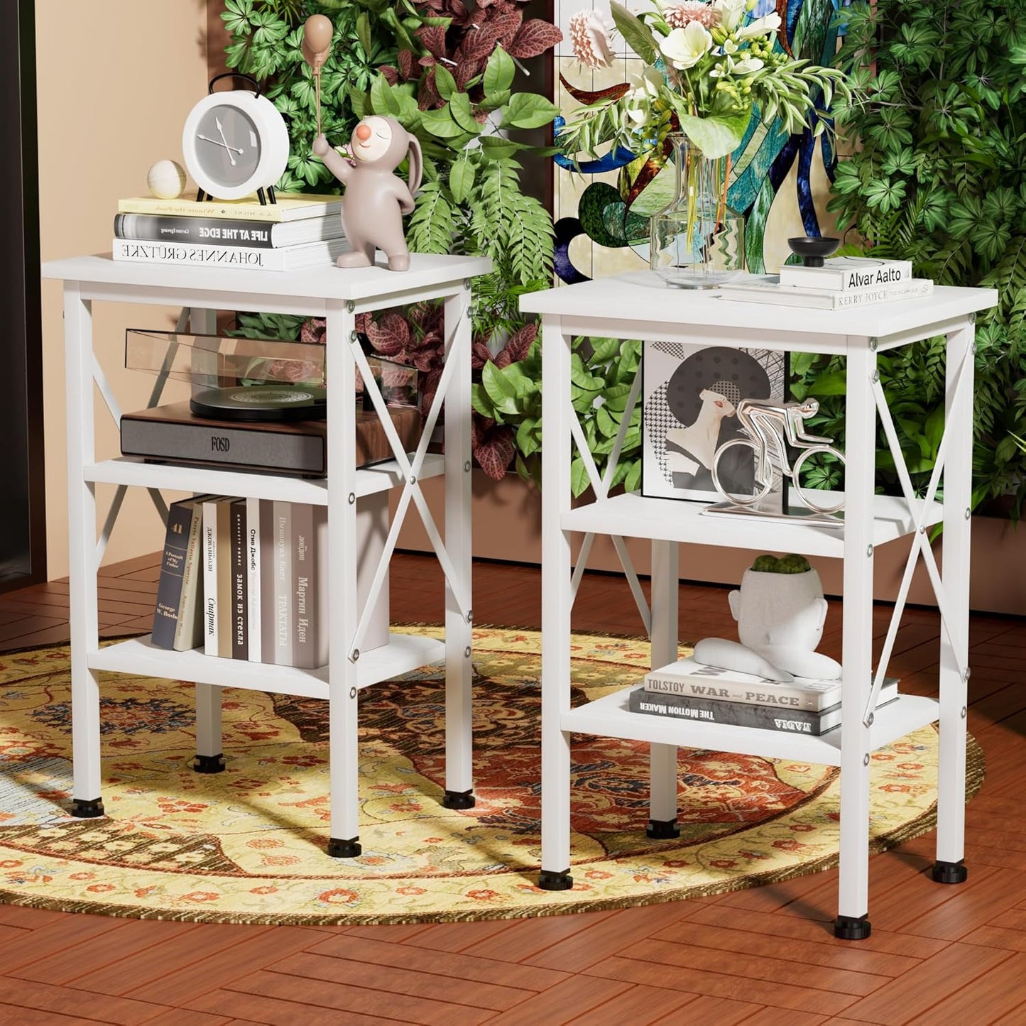 Modern Nightstands X-Design Side End Table Night Stand with Storage Shelf for Bedroom,Living Room,