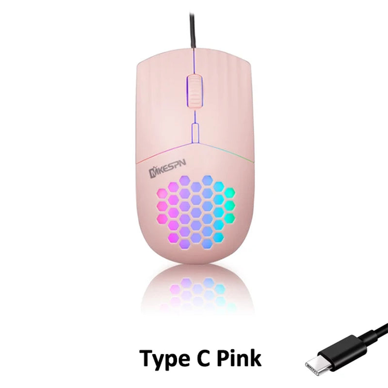 Wired RGB Backlit Honeycomb Shell Gaming Mouse