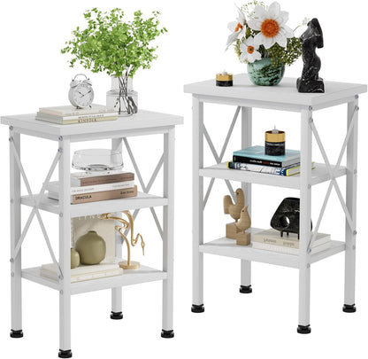 Modern Nightstands X-Design Side End Table Night Stand with Storage Shelf for Bedroom,Living Room,